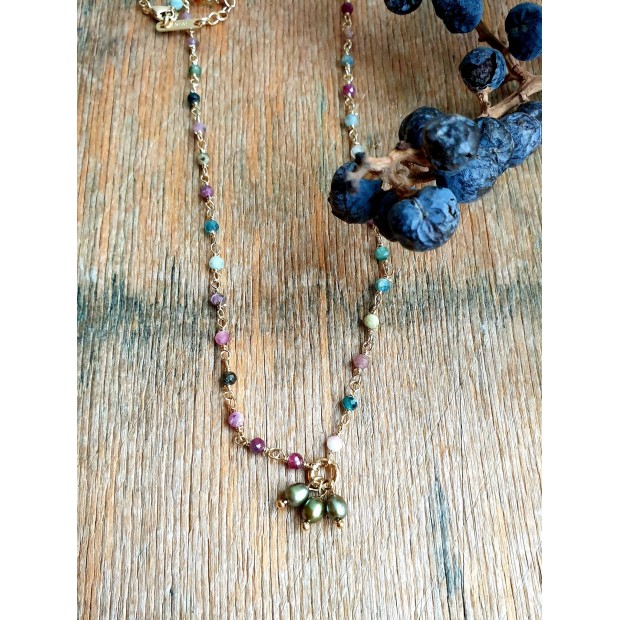 Hanka IN apyrankė-kaklo papuošalas su turmalinu ir perlu